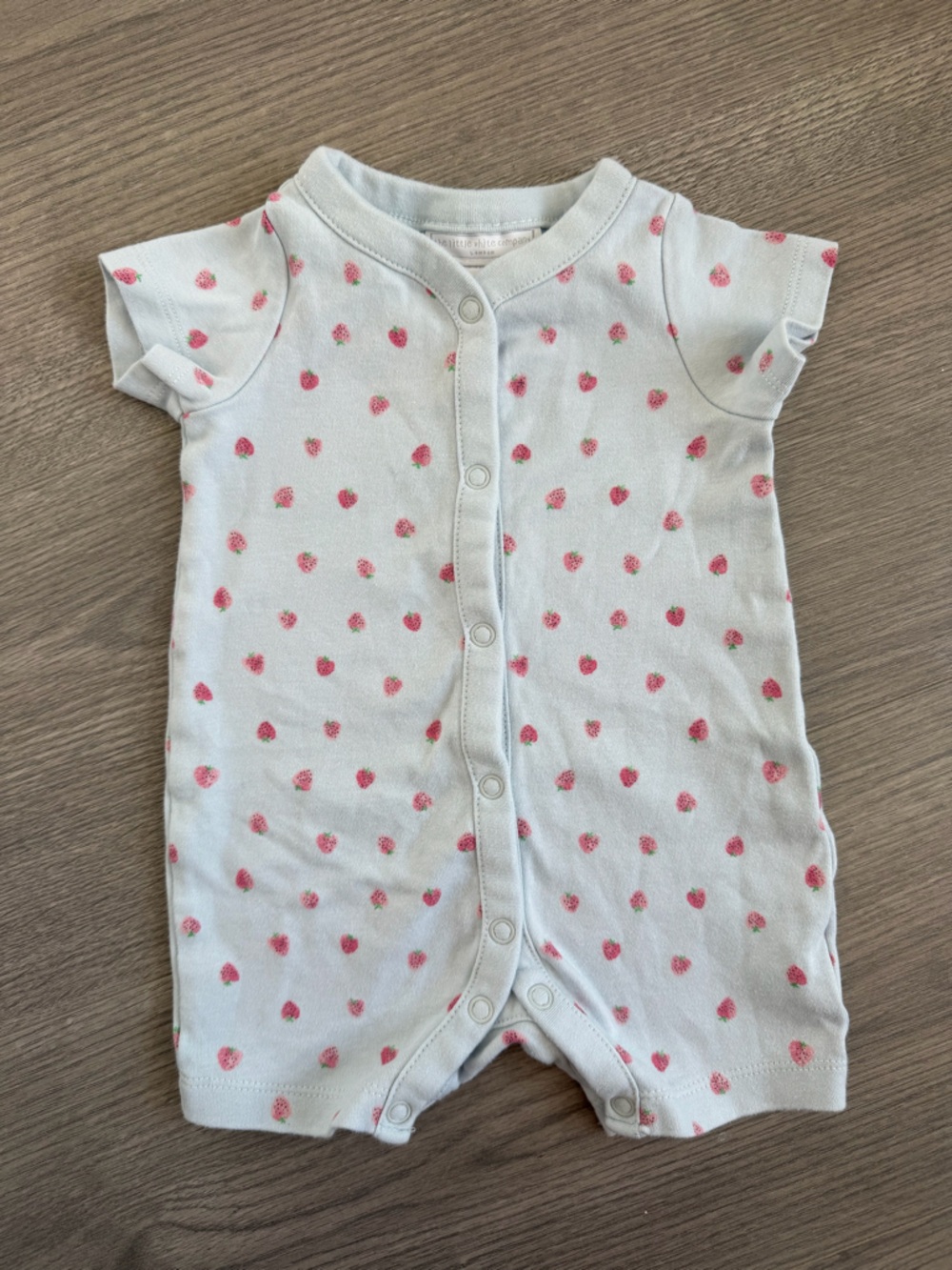The Little White Company Strawberry Shortall Romper 0-3